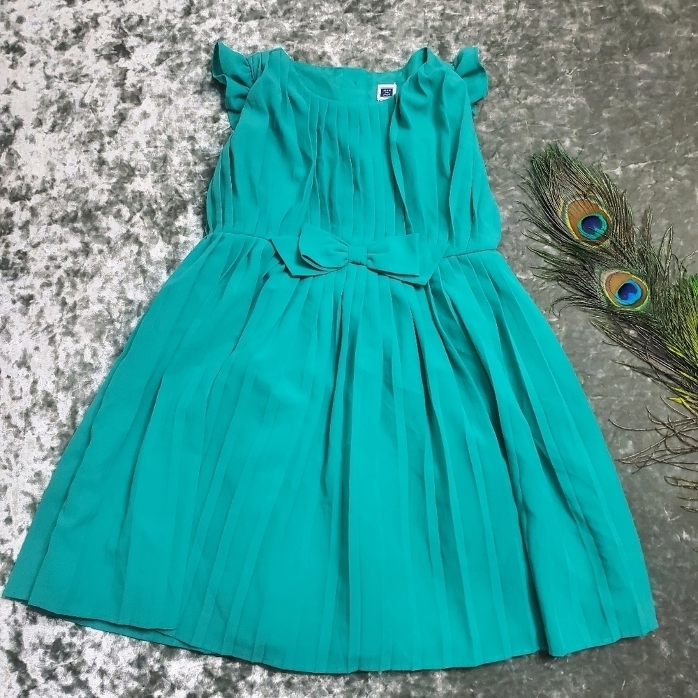 Janie & Jack Green Pleated Dress